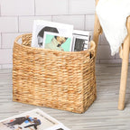Tatuo Seagrass Magazine Baskets Magazine Holder Tall Narrow Woven Storage Wicker Basket Floor Bathroom Home Office Handwoven Holder for Books, Newspaper, File and Mail(Light Brown)