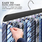 Tie Rack Hanger for Closet 20 Foldable Hooks, 2 Pack Wooden Non Slip Large Capacity Space Saving Tie and Belt Organizer with 360°Rotating Hooks for Tank Tops Bras Scarves Hat