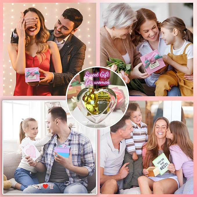 A Time for Us Music Box,Heart-Shaped Clear Mechanical Music Box,Gifts for Birthday Christmas Wedding Valentine's Mother's Day. (Romeo and Juliet)