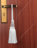2 Pack Gold and Silver Tassel Key Tassel with Loops, Large Handmade Tassel Craft, DIY Accessories for Home Decoration (White, 2)