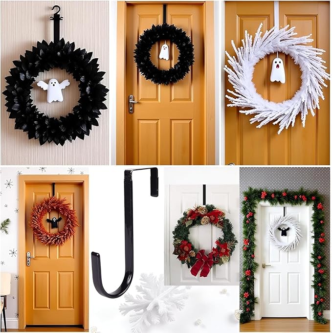 1 Pc Black Hanger 5" - Strong Bearing Hanger for Christmas Halloween Wreath Decorations, Steel Material, 20lb Load Bearing