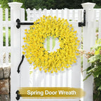 26 Inch Spring Wreaths for Front Door Large Easter Valentines Forsythia Floral Summer Spring Door Wreaths Outdoor All Season Spring Decorations for Home Porch Room Window Wall Farmhouse Decor (Yellow)