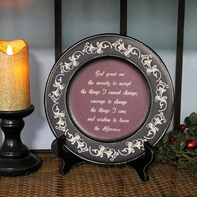 CVHOMEDECO. Primitives Vintage God Grant Me Wood Decorative Plate Retro Display Wooden Plate Home Décor Art, 9-3/4 Inch