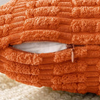 MIULEE Pack of 2 Orange Corduroy Decorative Pillow Covers 18x18 Inch Soft Boho Striped Throw Pillow Covers Modern Farmhouse Home Decor for Halloween Thanksgiving Summer Sofa Living Room Couch Bed