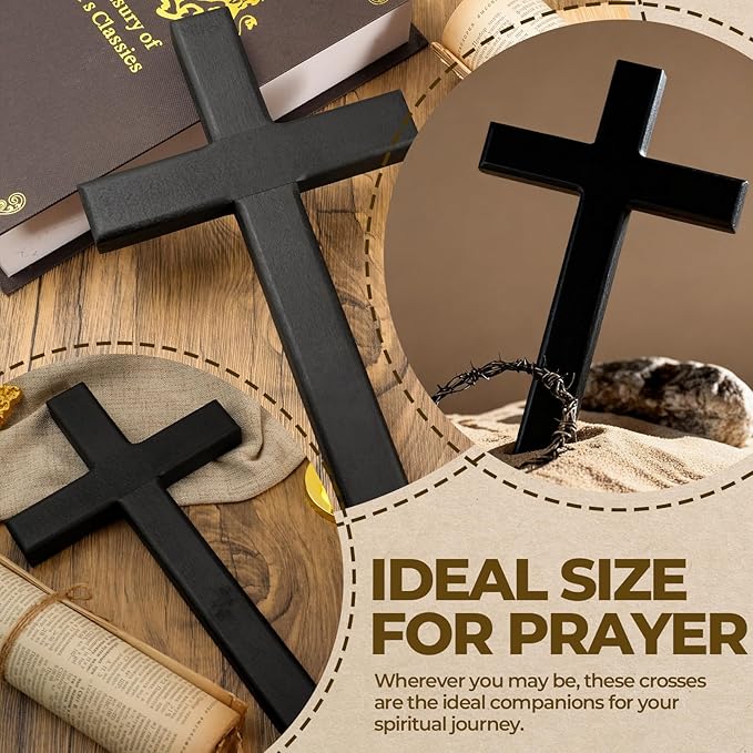 XIPENGKEJI Wooden Cross for Wall,Can be Used for Christian Wall Art,Black Jesus Cross Decorp-Perfect Decoration,Home Decoration for Spiritual Salvation,Christian Gifts-11Inch X 6.2Inch(Black)