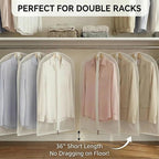 6 Pack Shirt Garment Bags (24x36") - Dustproof Short Suit Covers - Durable PEVA Closet Bags with Sturdy Zipper for Blouses, Jackets, Sweaters & T-Shirts (Translucent)