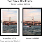 24x36 Picture Frame Black Set of 3, Display Pictures 20x30 with Mat or 24 x 36 Without Mat, Poster Frames 24x36 for Wall Hanging Horizontal and Vertical