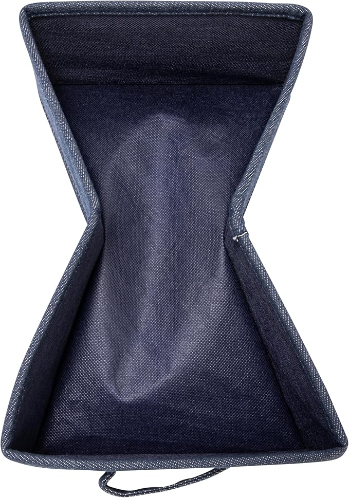 Collapsible Cotton Blend Rectangular Storage Drawer with Handle, Set of 2, Denim