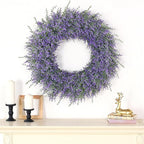 32" Lavender & Eucalyptus Wreath for Front Door, Porch, Window - Large Artificial Greenery Outdoor Wreath for Home, Farmhouse Decor - Spring, Summer, Fall, All Seasons (Purple)