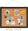 DOLLAR BOSS Cork Bulletin Board 1-Pack 16''X 12'' Double-Sided Cork Boards for Walls Wood Framed Corkboards, Small Pin Board for Home Kitchen Office Decorative Hanging 10 Pushpins, Black