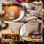 Large Christmas Snow Globes,Village Xmas Lighted Glitter Snow Globes, Musical Box with 8 Songs, 6 Hours Timer Deluxe Carousel Snow Globes