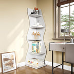 LITTLE TREE 70-Inch Corner Shelf, Seaweed Shaped Etagere Display Bookshelf, Freestanding 5-Tier Wall Shelves for Small Spaces, Living Room, Bedroom, White, 1 Pack