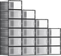 SONGMICS Shoe Boxes, Pack of 18 Shoe Storage Organizers, Stackable Clear Plastic Boxes for Closet, Sneakers, 13.1 x 9.1 x 5.6 Inches, Transparent and Black ULSP18SBKV1