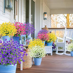 TURNMEON 20 Bundles Artificial Flowers for Outdoors Fake Plants Spring Decor, UV Resistant Artificial Plants Cemetery Fake Flowers Faux Plastic Greenery Shrubs for Home Porch Summer Decor 580 Heads