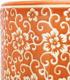 Red Lantern 24" White Flowers on Orange Umbrella Stand