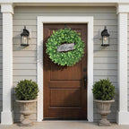 26" Artificial Eucalyptus Wreath with Welcome Sign for Front Door, Porch, Window - Large Faux Eucalyptus Greenery Outdoor Wreath for Home, Farmhouse Decor - Spring, Summer, All Seasons (Green)