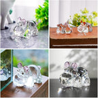 HDCRYSTALGIFTS 2.8inch Crystal Hippo Figurines Collectibles Gift for Women Art Glass Hippopotamus Statue Animal Paperweight Ornament for Table Home Decoration