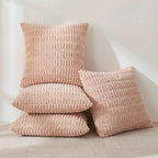 Fancy Homi 4 Packs Decorative Throw Pillow Covers for Living Room Couch Bed, Modern Farmhouse Boho Home Décor Accent Cushion Case, 16" x 16", Blush Pink