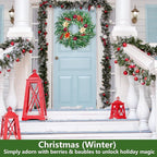 26-Inch Large Farmhouse Wreath for Front Door, All Season Eucalyptus Wreath for Indoor Outdoor Porch Wall Window, Artificial Greenery Everyday Home Decor fro Spring Summer Fall Winter