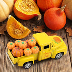 Fall Tiered Tray Decor Pumpkin Metal Truck with 8 PCS Plastic Pumpkin Fall Centerpieces for Thanksgiving Tables Home Kitchen Mantel Shelf Bookshelf Coffee Mini Truck Decorations