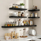 Acovy 40 Inch Floating Shelves, 3D Textured Wood Grain, 40"x9.25"x1.5" Inch Deep Floating Shelves for Wall, Wooden Shelves for Bathroom, Bedroom, Living Room, Black, 1 Piece