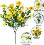 Lnoicy 20 Bundles Artificial Flowers for Outdoor Fake Plants for Spring Decoration,Faux Eucalyptus Flowers for Planter UV Resistant Lifelike for Home Porch Garden（Yellow）