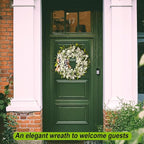 Lambs Ear Eucalyptus Front Door Wreath Year Round, 20" Handmade Green Farmhouse Spring Summer Wreath for Porch Wall Outdoor Indoor Home Decorations