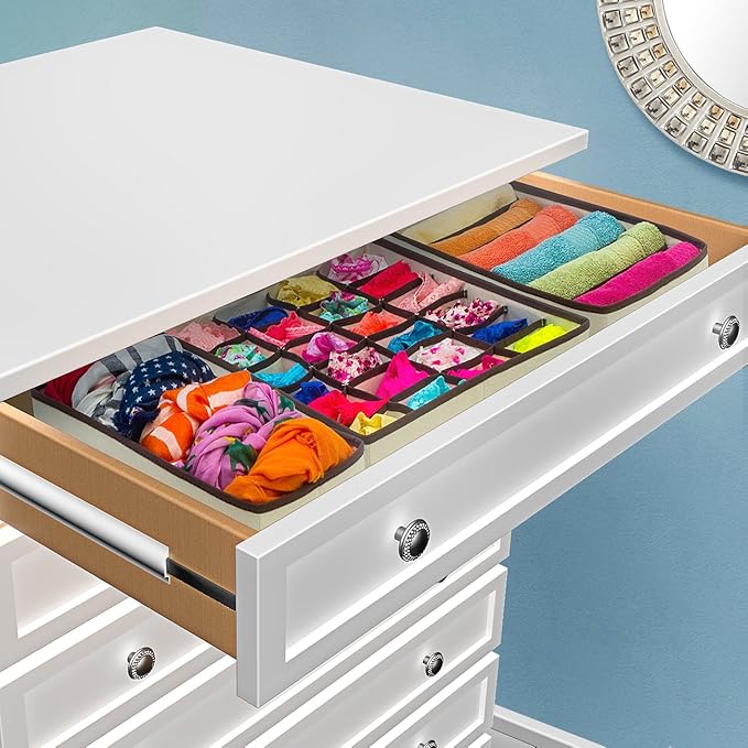 Sorbus® Set of 4 Foldable Drawer Dividers, Storage Boxes, Closet Organizers, Under Bed Organizer (Black)