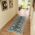 Non Slip Vintage Floral with Ornate Border Hallway Runner Rug - Long Runner Rugs 2x6 Washable Kitchen Floor Mat, Laundry Room Rug, Bathroom Runner