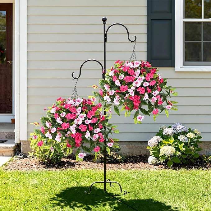 Artificial Fake Hanging Flowers Plants Basket for Outdoors Outside Decoration UV Resistant Faux Silk Flowers Look Real Plastic Flowers for Spring Planters Home Porch Patio Garden Decor