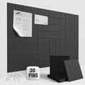 Large Cork Board Strips for Wall, 36" x 24" Black Bulletin Board, 6 Pack Fabric Wall Tiles with Pushpins, Adhesive Cork Board for Office, Sound Absorbing Bulletin Board Set for Home Music Class