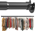 Closet Rod 17-39 Inches, Adjustable Heavy Duty Metal Black Closet Rods for Hanging Clothes 1.3 Inches Diameter for Wardrobes Laundry
