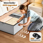 Dayacoco Underbed Storage with Wheels, 2 Pack Under Bed Storage Containers with Clear Lids, No Assembly Required 10.1 inch Rolling Under Bed Storage for Clothes, Grey