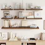 Acovy 16 Inch Floating Shelves, 16"x9.25"x1.5" Inch Deep Floating Shelves for Wall, Wooden Shelves for Bathroom, Bedroom, Living Room, Brown, 2 Pieces