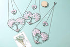 JOVIVI Tree of Life Feng Shui Crystal Heart Hanging Ornament Rose Quartz Gemstones Healing Stones Yoga Meditation Window Wall Hanger for Home Wedding Decor