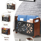 Magazine Holder,Wood Magazine Rack Floor,Rustic Magazine File Holder Organizer,Decorative Magazines Storage Basket for Books,Newspapers,Mails,Files