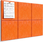 MaxGear Large Cork Board for Wall 36" x 24", Orange Bulletin Board, 6 Pack Felt Wall Tiles with Pushpins, Cork Boards for Office Push Pin Board Tack Board Felt Board