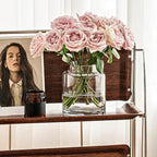 Clear Vases for Centerpieces, 9 Inch Large Glass Vase for Bouquet, Glasses Home Decor Modern Jarrones Decorativos for Wedding Living Room Dining Table Office