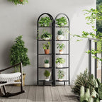 Homhedy 5-Tier Arched Corner Shelf Stand, Wall Corner Bookshelf with Metal Frame, Plant Stand, Industrial Storage Rack Shelf for Living Room, Bedroom, Office, Bathroom, Black