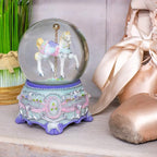Elanze Designs Purple Floral Horse and Carousel 100MM Sturdy Wind Up Musical Glitter Water Snow Globe Tabletop Dresser Nightstand Figurine Decoration Plays Tune Carousel Waltz