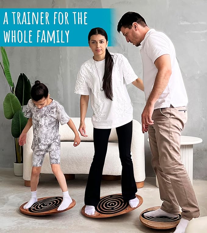 Wooden Balance Board Maze, Fun Fitness Tool for Kids and Adults, Wobble Balance Board, Natural Beech Wood Montessori Toy, Core Strength, Fitness, Training, Physical Therapy
