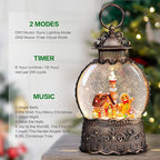 Christmas Snow Globes Lantern, Gingerbread Man Musical Snow Globes with Swirling Glitter Effects, USB/Battery Powered with 6-Hour Timer, Christmas Decorations