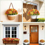 24 Bundles Artificial Fall Flowers for Outdoor Realistic Faux Flower Garden Home Decoration,Hanging Autumn Fall Decor Daisy with Eucalyptus Leaves Fake Plants Greenery Porch Patio Front Door Decors