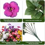 Hibiscus Artificial Flowers Plants for Outdoors Summer Decoration, 6 Bundles Fake Silk Hibiscus Bouquet Realistic UV Resistant Tropical Flowers Artificial for Outside Planter Front Door Porch Patio