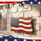 MorningRo Metal Patriotic American Flag Wreath for Front Door Vintage Red White Blue American Flag 4th of July Wall Art Sign Rustic 250 Anniversary Independence Day Hanging Plaque for Porch Outdoor