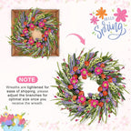 Spring Wreaths for Front Door 24 Inch with Vibrant Lavender and Daisy, Large Spring & Summer Wreath for Door Outside, Year Round Farmhouse Wedding Window Wall Decor, Housewarming Gift