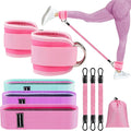 11 Pcs Ankle Resistance Bands with Cuffs, Glutes Workout Ankle Weights for Women Working Out, Exercise Bands Set with Ankle Straps for Leg Butt Exercise Equipment - Perfect for Home Workouts