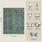 Floral Dark Green Area Rugs 8x10, Soft Washable Non-Slip Boho Forest Large Rug for Living Room, Bedroom, Farmhouse Dining Room & Office