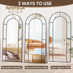 Antok 71" x 32" Full Length Mirror, Floor Mirror Arched Window Decorative Mirror, Metal Framed Decor Farmhouse Floor Mirrors Art Pane Mirrors Wall Decor for Bedroom, Living Room, Entryway Bronwn