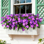 Artificial Fake Flowers for Outdoor, 6 Bundles UV Resistant Faux Plants Decoration Silk Flowers No Fade Plastic Flowers for Outside Planters Home Porch Patio Yard Garden Decor(Purple)